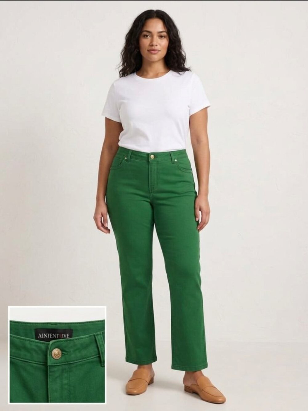 Women’s Green Stretch Straight Leg Jeans